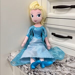Disney Store Frozen Elsa Plush Doll. Frozen doll sparkly blue snowflake cape 20”